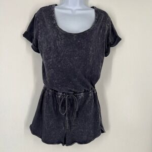 BDG Urban Outfitters Womens Acid Wash Cotton Romper Gray Small Short Sleeve